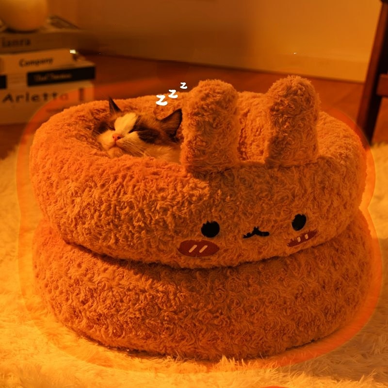 Round Plush Pet Beds for Pet Sleep Nest Sofa